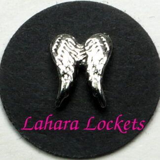 This floating charm is a pair of silver angel wings