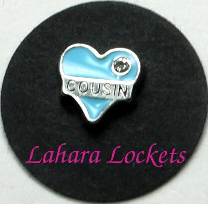 Cousin Heart Floating Charm, blue