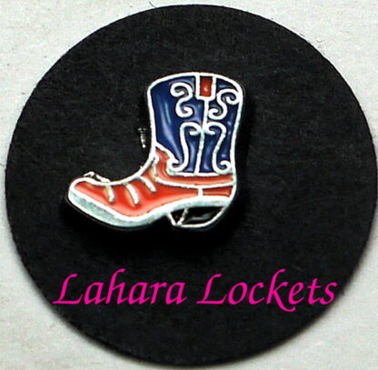 Cowboy Boot Floating Charm, brown/blue