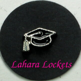 This floating charm is a black graduation cap.