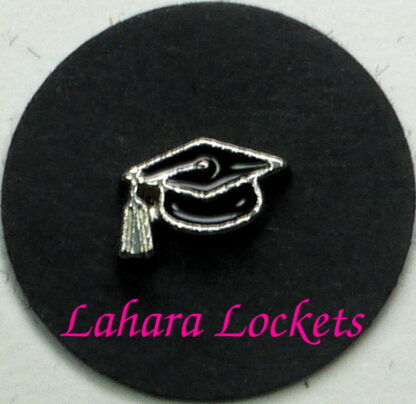 This floating charm is a black graduation cap.