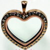 Memory Locket Heart, large, rose gold finish with crystals