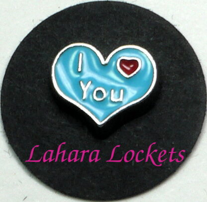 I Heart You Floating Charm, blue