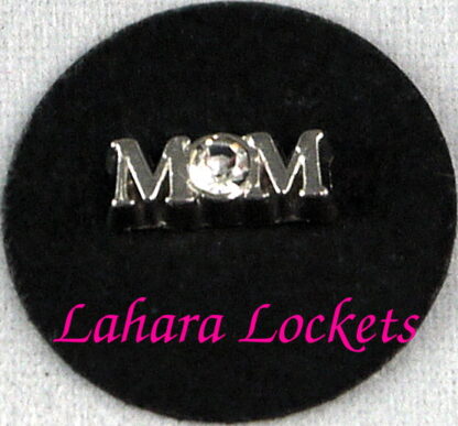 Mom Floating Charm, silver with gem