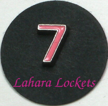 This floating charm is a pink, number seven.