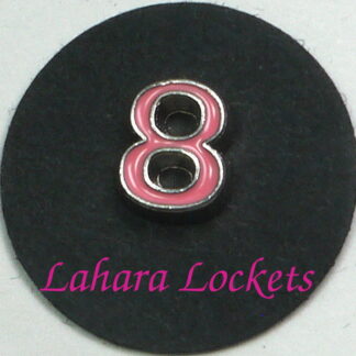 This floating charm is a pink, number eight.