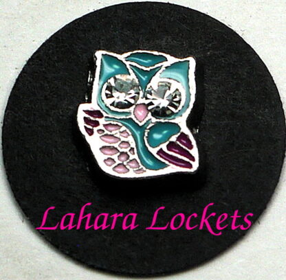 Owl Floating Charm, pastel with gems