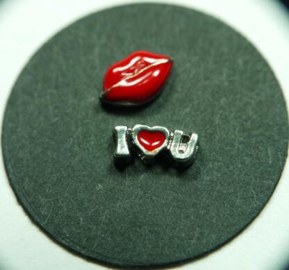 I Heart U and Lips Floating Charms for Memory Lockets