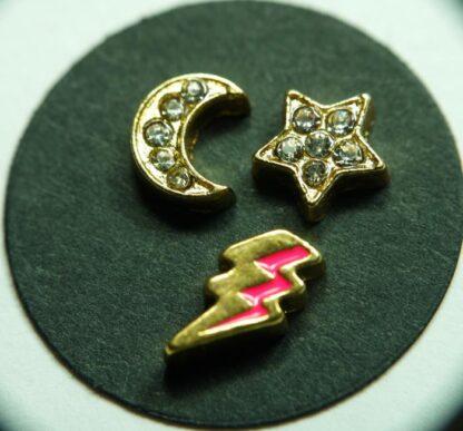 Moon, star and lightning floating charms for memory lockets