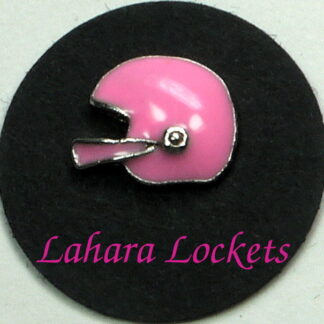 This floating charm is a pink football helmet.