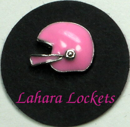 This floating charm is a pink football helmet.