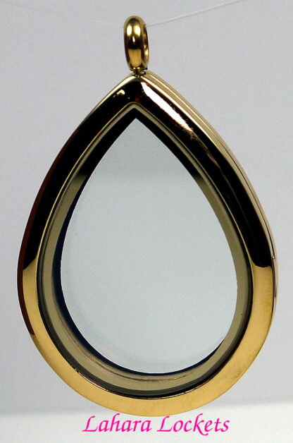 Memory Locket Teardrop, large, gold finish with crystals - Image 2